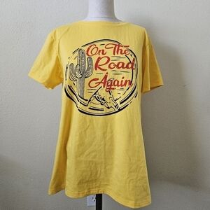 Yellow Graphic T-Shirt with Cactus Design M